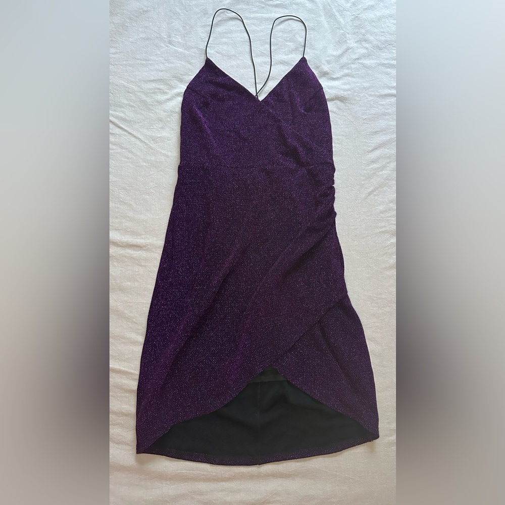 Sparkling Purple Spaghetti Strap Dress